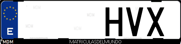 Imágen de matrícula de coche con letras HVX de España