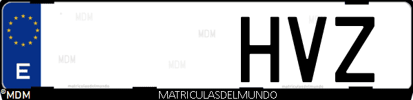 Imágen de matrícula de coche con letras HVZ de España