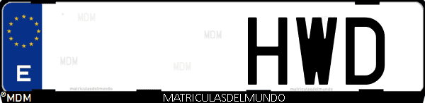 Imágen de matrícula de coche con letras HWD de España