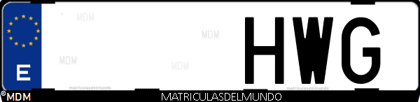 Imágen de matrícula de coche con letras HWG de España