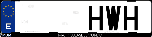 Imágen de matrícula de coche con letras HWH de España
