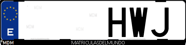 Imágen de matrícula de coche con letras HWJ de España