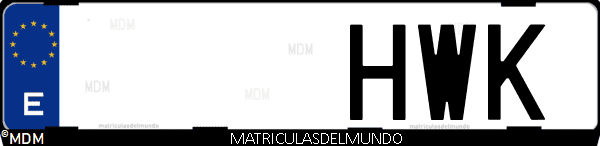 Imágen de matrícula de coche con letras HWK de España