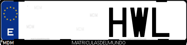Imágen de matrícula de coche con letras HWL de España