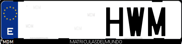 Imágen de matrícula de coche con letras HWM de España
