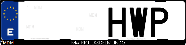 Imágen de matrícula de coche con letras HWP de España