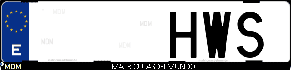 Imágen de matrícula de coche con letras HWS de España
