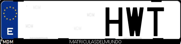 Imágen de matrícula de coche con letras HWT de España
