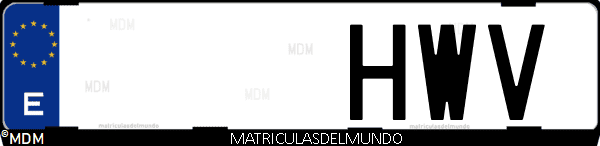 Imágen de matrícula de coche con letras HWV de España