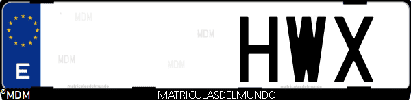 Imágen de matrícula de coche con letras HWX de España