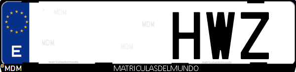 Imágen de matrícula de coche con letras HWZ de España