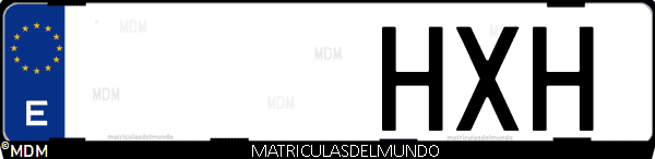 Imágen de matrícula de coche con letras HXH de España
