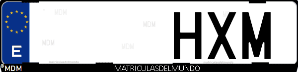 Imágen de matrícula de coche con letras HXM de España