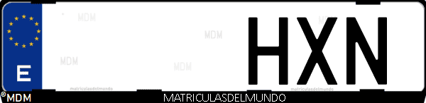 Imágen de matrícula de coche con letras HXN de España