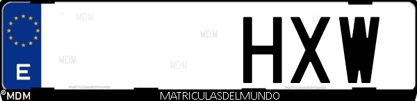 Imágen de matrícula de coche con letras HXW de España
