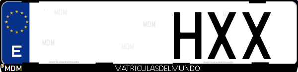 Imágen de matrícula de coche con letras HXX de España