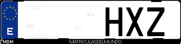 Imágen de matrícula de coche con letras HXZ de España