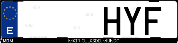 Imágen de matrícula de coche con letras HYF de España