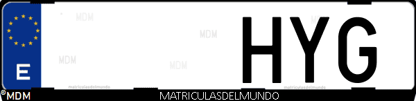 Imágen de matrícula de coche con letras HYG de España