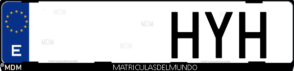 Imágen de matrícula de coche con letras HYH de España