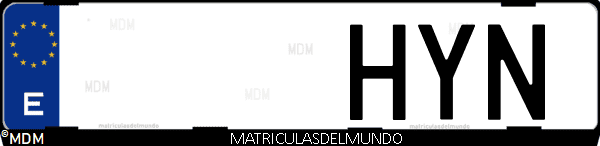 Imágen de matrícula de coche con letras HYN de España