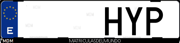 Imágen de matrícula de coche con letras HYP de España