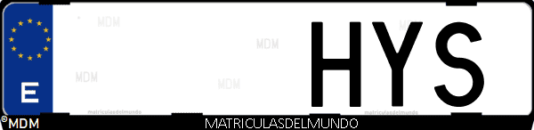 Imágen de matrícula de coche con letras HYS de España