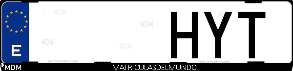 Imágen de matrícula de coche con letras HYT de España