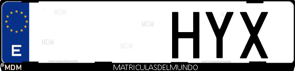Imágen de matrícula de coche con letras HYX de España