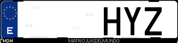 Imágen de matrícula de coche con letras HYZ de España