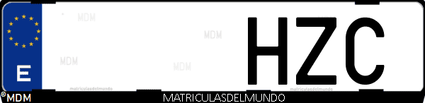 Imágen de matrícula de coche con letras HZC de España