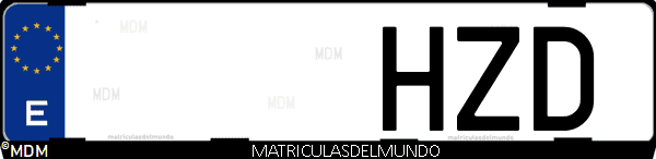 Imágen de matrícula de coche con letras HZD de España