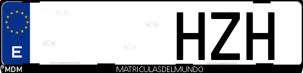 Imágen de matrícula de coche con letras HZH de España