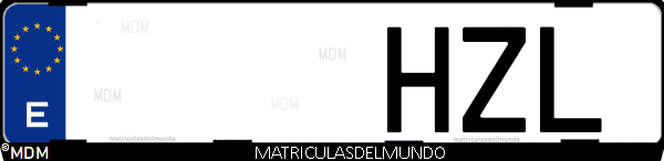 Imágen de matrícula de coche con letras HZL de España