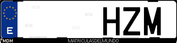 Imágen de matrícula de coche con letras HZM de España