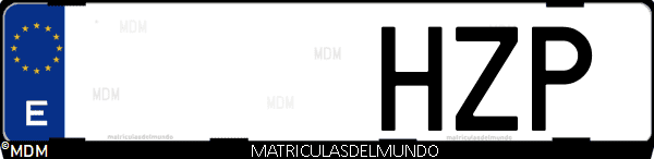 Imágen de matrícula de coche con letras HZP de España
