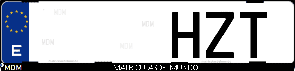Imágen de matrícula de coche con letras HZT de España