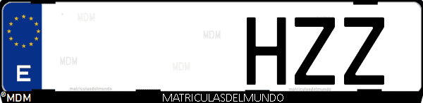 Imágen de matrícula de coche con letras HZZ de España