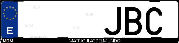 Imágen de matrícula de coche con letras JBC de España