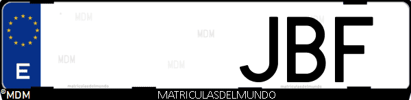 Imágen de matrícula de coche con letras JBF de España