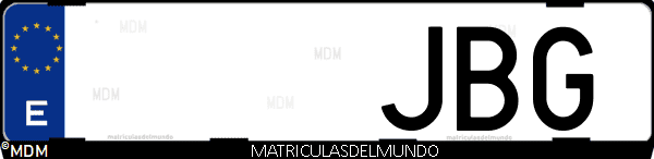 Imágen de matrícula de coche con letras JBG de España