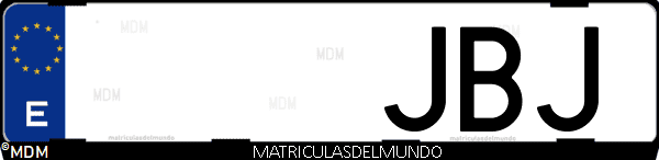 Imágen de matrícula de coche con letras JBJ de España