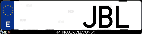 Imágen de matrícula de coche con letras JBL de España