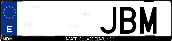 Imágen de matrícula de coche con letras JBM de España