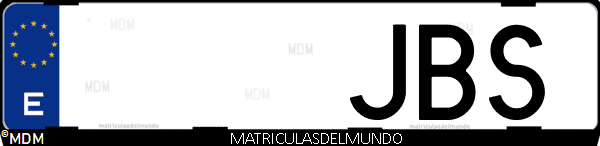 Imágen de matrícula de coche con letras JBS de España