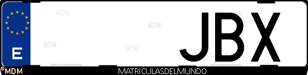Imágen de matrícula de coche con letras JBX de España