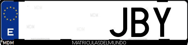 Imágen de matrícula de coche con letras JBY de España