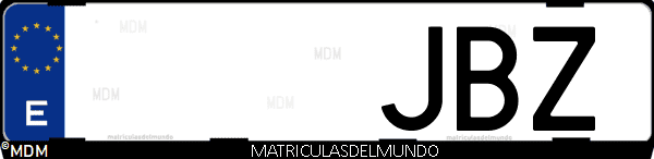 Imágen de matrícula de coche con letras JBZ de España