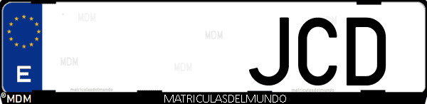 Imágen de matrícula de coche con letras JCD de España
