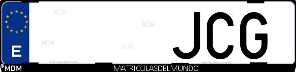 Imágen de matrícula de coche con letras JCG de España